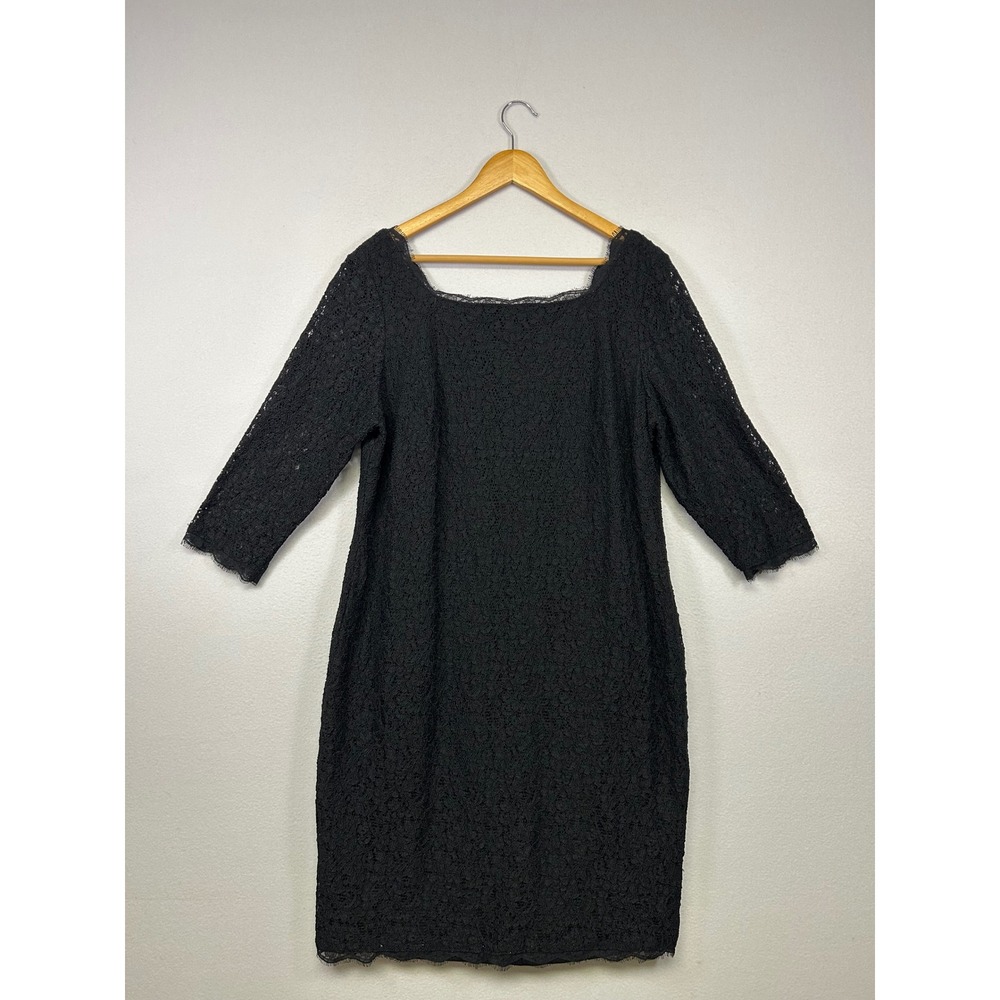Cocktail Formal Adrianna Papell Womens 16W Black Floral Lace Sheath Dress